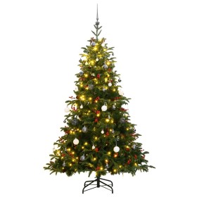 Artificial Christmas tree with hinges 300 LED and balls 210 cm by , Christmas trees - Ref: Foro24-3210499, Price: 154,40 €, D...