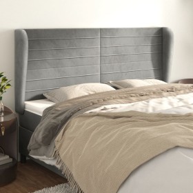 Cabecero con orejas de terciopelo gris claro 203x23x118/128 cm de , Cabeceros y pies de cama - Ref: Foro24-3118162, Precio: 1...