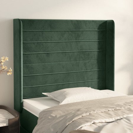 Cabecero con orejas de terciopelo verde oscuro 93x16x118/128 cm de , Cabeceros y pies de cama - Ref: Foro24-3119759, Precio: ...