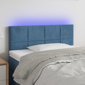 Dark blue velvet LED headboard 90x5x78/88 cm by , Headboards and footboards - Ref: Foro24-3121652, Price: 49,99 €, Discount: %