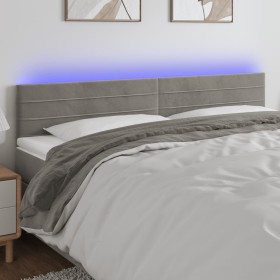 Cabecero con LED de terciopelo gris claro 200x5x78/88 cm de , Cabeceros y pies de cama - Ref: Foro24-3121818, Precio: 64,49 €...