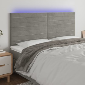 Light gray velvet headboard with LED lights 200x5x118/128 cm by , Headboards and footboards - Ref: Foro24-3122630, Price: 115...