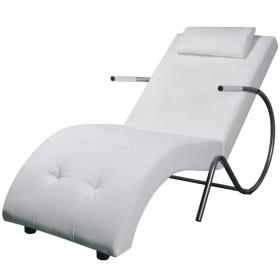 Diván con almohada de cuero sintético blanco de vidaXL, Divanes - Ref: Foro24-244095, Precio: 217,99 €, Descuento: %