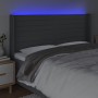 Cabecero con LED de tela gris oscuro 203x16x118/128 cm de , Cabeceros y pies de cama - Ref: Foro24-3124211, Precio: 128,90 €,...