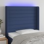 Blue fabric headboard with LED 93x16x118/128 cm by , Headboards and footboards - Ref: Foro24-3124176, Price: 81,99 €, Discoun...