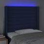 Blue fabric headboard with LED 93x16x118/128 cm by , Headboards and footboards - Ref: Foro24-3124176, Price: 81,99 €, Discoun...