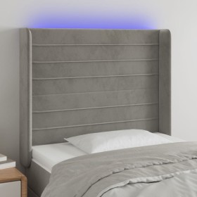 Light gray velvet headboard with LED 103x16x118/128 cm by , Headboards and footboards - Ref: Foro24-3124230, Price: 75,21 €, ...