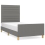 Bed frame with headboard in dark gray fabric 90x200 cm by , Beds and slatted bases - Ref: Foro24-3125107, Price: 138,53 €, Di...