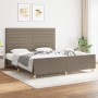 Bed frame with headboard in taupe gray fabric 180x200 cm by , Beds and slatted bases - Ref: Foro24-3125158, Price: 260,76 €, ...