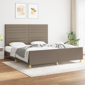 Bed frame with headboard in taupe gray fabric 180x200 cm by , Beds and slatted bases - Ref: Foro24-3125158, Price: 259,99 €, ...