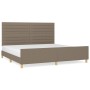 Bed frame with headboard in taupe gray fabric 200x200 cm by , Beds and slatted bases - Ref: Foro24-3125166, Price: 263,99 €, ...