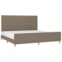 Bed frame with headboard in taupe gray fabric 200x200 cm by , Beds and slatted bases - Ref: Foro24-3125166, Price: 267,71 €, ...