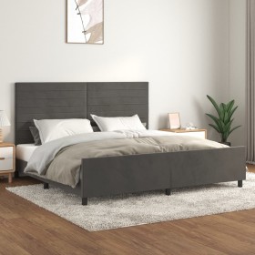 Dark gray velvet bed frame with headboard 200x200 cm by , Beds and slatted bases - Ref: Foro24-3125837, Price: 246,88 €, Disc...