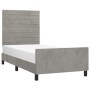 Light gray velvet bed frame with headboard 100x200cm by , Beds and slatted bases - Ref: Foro24-3125800, Price: 134,79 €, Disc...