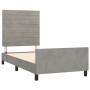 Light gray velvet bed frame with headboard 100x200cm by , Beds and slatted bases - Ref: Foro24-3125800, Price: 134,79 €, Disc...