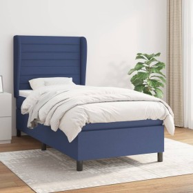 Box spring bed with blue fabric mattress 90x200 cm by , Beds and slatted bases - Ref: Foro24-3128019, Price: 353,10 €, Discou...