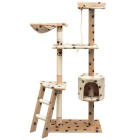 Sisal Pfosten Katze Kratzbaum 150cm Fußabdrücke beige von vidaXL, Katzenmöbel - Ref: Foro24-170488, Preis: 61,99 €, Rabatt: %