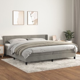 Box spring bed with light gray velvet mattress 200x200 cm by , Beds and slatted bases - Ref: Foro24-3131039, Price: 598,47 €,...