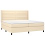 Cama box spring con colchón tela color crema 200x200 cm de , Camas y somieres - Ref: Foro24-3131542, Precio: 713,66 €, Descue...