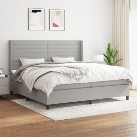 Box spring bed with light gray fabric mattress 200x200 cm by , Beds and slatted bases - Ref: Foro24-3131537, Price: 679,34 €,...