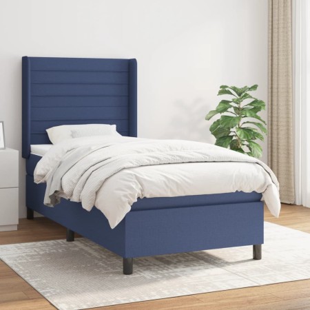 Box spring bed with blue fabric mattress 90x200 cm by , Beds and slatted bases - Ref: Foro24-3131487, Price: 375,27 €, Discou...