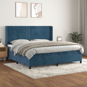 Box spring bed with dark blue velvet mattress 200x200 cm by , Beds and slatted bases - Ref: Foro24-3132763, Price: 659,41 €, ...