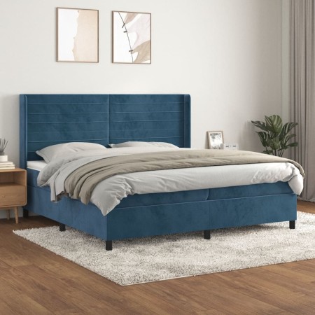 Box spring bed with dark blue velvet mattress 200x200 cm by , Beds and slatted bases - Ref: Foro24-3132763, Price: 701,44 €, ...