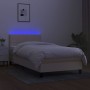 Boxspringbett-Matratze und LED-Leuchten, cremefarbener Stoff, 90 x 200 cm von , Betten und Lattenroste - Ref: Foro24-3133130,...