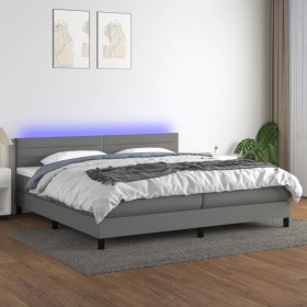 Boxspringbettmatratze und LED-Leuchten hellgrauer Stoff 200x200 cm von , Betten und Lattenroste - Ref: Foro24-3133262, Preis:...