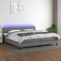 Box spring bed mattress and LED lights light gray fabric 200x200 cm by , Beds and slatted bases - Ref: Foro24-3133262, Price:...