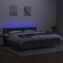 Box spring bed mattress and LED lights light gray fabric 200x200 cm by , Beds and slatted bases - Ref: Foro24-3133262, Price:...