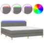 Cama box spring con colchón y LED tela gris oscuro 180x200 cm de , Camas y somieres - Ref: Foro24-3133814, Precio: 537,76 €, ...