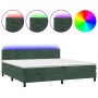 Cama box spring colchón y LED terciopelo verde oscuro 200x200cm de , Camas y somieres - Ref: Foro24-3134486, Precio: 602,69 €...