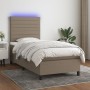 Box spring bed with mattress and LED lights taupe gray fabric 90x200 cm by , Beds and slatted bases - Ref: Foro24-3134929, Pr...