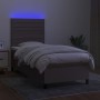 Box spring bed with mattress and LED lights taupe gray fabric 90x200 cm by , Beds and slatted bases - Ref: Foro24-3134929, Pr...