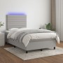 Cama box spring con colchón tela y LED gris claro 120x200 cm de , Camas y somieres - Ref: Foro24-3134941, Precio: 438,08 €, D...