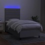 Boxspringbettmatratze und LED-Leuchten aus hellgrauem Stoff 90x190 cm von , Betten und Lattenroste - Ref: Foro24-3134917, Pre...