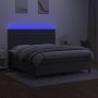 Box spring bed mattress and LED lights dark gray fabric 180x200 cm by , Beds and slatted bases - Ref: Foro24-3134974, Price: ...