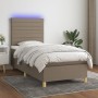 Boxspringbett mit Matratze und LED-Leuchten taupegrauer Stoff 90x200 cm von , Betten und Lattenroste - Ref: Foro24-3135489, P...