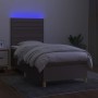 Boxspringbett mit Matratze und LED-Leuchten taupegrauer Stoff 90x200 cm von , Betten und Lattenroste - Ref: Foro24-3135489, P...