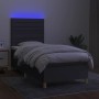 Boxspringbettmatratze und LED-Leuchten dunkelgrauer Stoff 100x200 cm von , Betten und Lattenroste - Ref: Foro24-3135494, Prei...