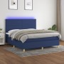 Cama box spring colchón y luces LED tela azul 180x200 cm de , Camas y somieres - Ref: Foro24-3135539, Precio: 631,18 €, Descu...