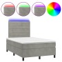 Cama box spring colchón y LED terciopelo gris claro 120x200 cm de , Camas y somieres - Ref: Foro24-3136173, Precio: 441,46 €,...