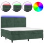 Cama box spring colchón y LED terciopelo verde oscuro 180x200cm de , Camas y somieres - Ref: Foro24-3136200, Precio: 647,02 €...