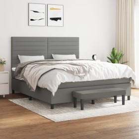 Cama box spring con colchón tela gris oscuro 180x200 cm de , Camas y somieres - Ref: Foro24-3136694, Precio: 621,99 €, Descue...