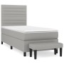 Box spring bed with light gray fabric mattress 90x190 cm by , Beds and slatted bases - Ref: Foro24-3136637, Price: 368,20 €, ...