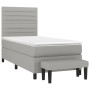 Box spring bed with light gray fabric mattress 90x190 cm by , Beds and slatted bases - Ref: Foro24-3136637, Price: 368,20 €, ...