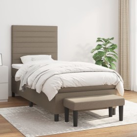 Box spring bed with taupe gray fabric mattress 90x200 cm by , Beds and slatted bases - Ref: Foro24-3136649, Price: 415,97 €, ...