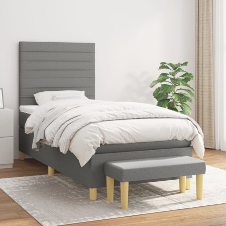 Cama box spring con colchón tela gris oscuro 90x200 cm de , Camas y somieres - Ref: Foro24-3137206, Precio: 358,47 €, Descuen...