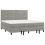 Box spring bed with light gray velvet mattress 200x200 cm by , Beds and slatted bases - Ref: Foro24-3137923, Price: 673,10 €,...